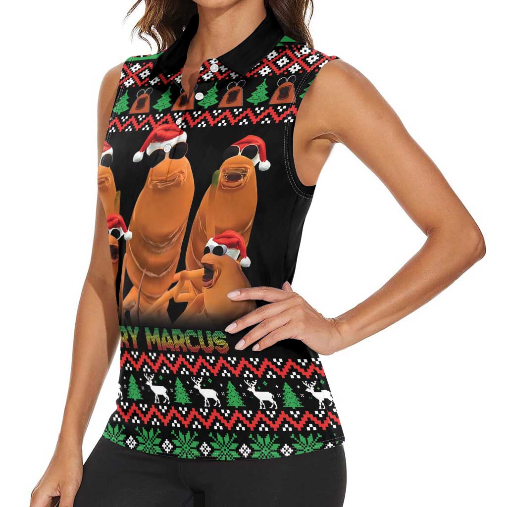 Marcus The Worm Christmas Women Sleeveless Polo Shirt Funny Gen Alpha Meme Slang - Wonder Print Shop