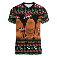 Marcus The Worm Christmas Women V-Neck T-Shirt Funny Gen Alpha Meme Slang - Wonder Print Shop