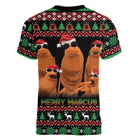 Marcus The Worm Christmas Women V-Neck T-Shirt Funny Gen Alpha Meme Slang - Wonder Print Shop