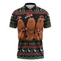 Marcus The Worm Christmas Zipper Polo Shirt Funny Gen Alpha Meme Slang - Wonder Print Shop
