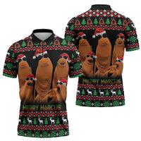 Marcus The Worm Christmas Zipper Polo Shirt Funny Gen Alpha Meme Slang - Wonder Print Shop