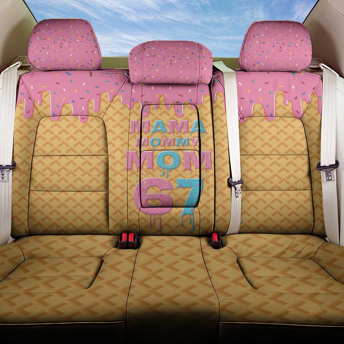 Mama Mommy Mom Six Seven 67 Back Car Seat Cover Sweet Dripping Style - Wonder Print Shop
