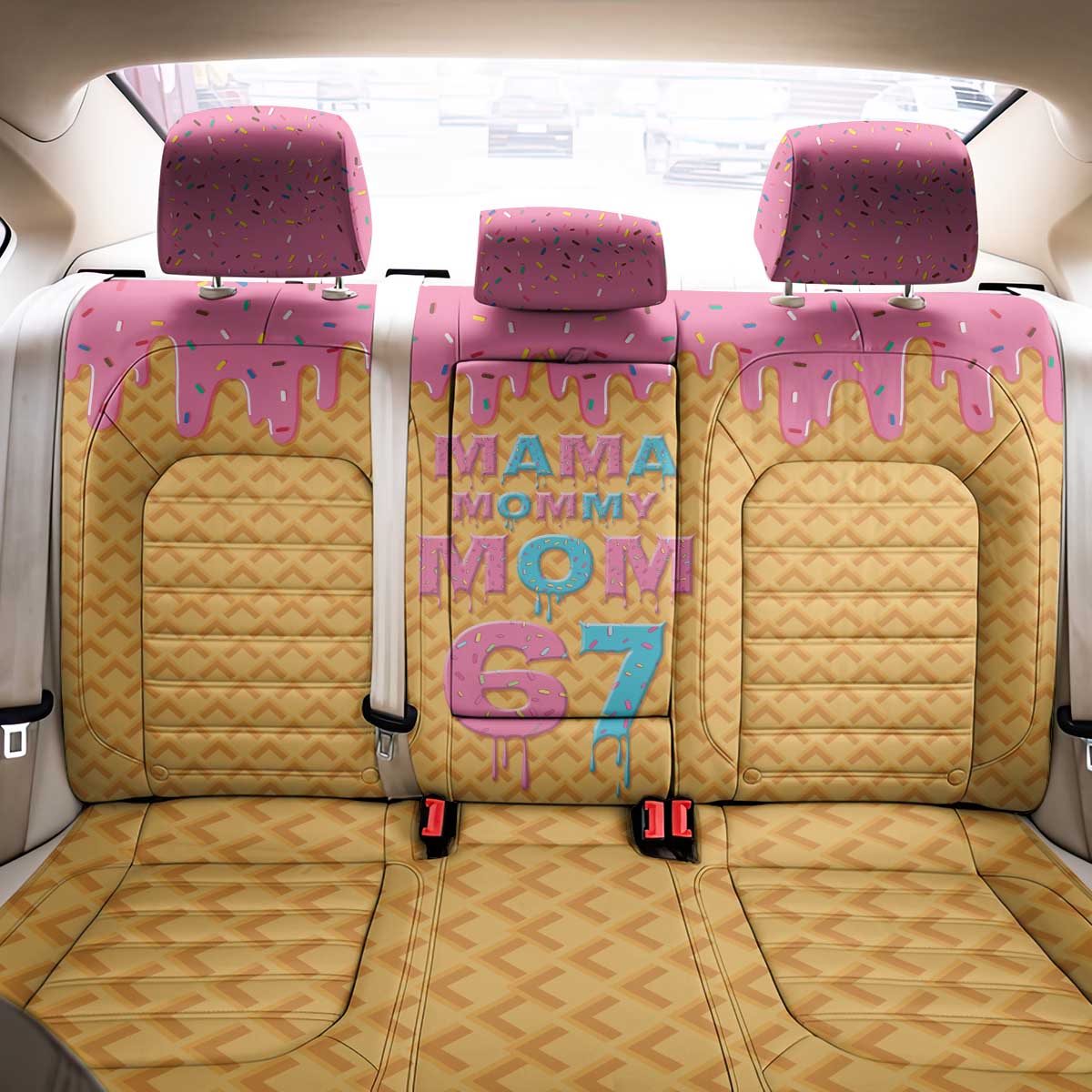 Mama Mommy Mom Six Seven 67 Back Car Seat Cover Sweet Dripping Style - Wonder Print Shop