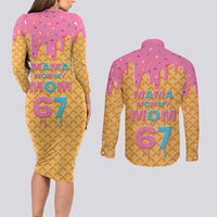 Mama Mommy Mom Six Seven 67 Couples Matching Long Sleeve Bodycon Dress and Long Sleeve Button Shirt Sweet Dripping Style - Wonder Print Shop
