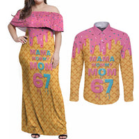 Mama Mommy Mom Six Seven 67 Couples Matching Off Shoulder Maxi Dress and Long Sleeve Button Shirt Sweet Dripping Style - Wonder Print Shop
