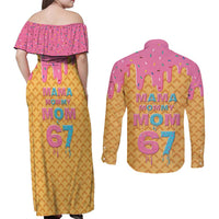 Mama Mommy Mom Six Seven 67 Couples Matching Off Shoulder Maxi Dress and Long Sleeve Button Shirt Sweet Dripping Style - Wonder Print Shop