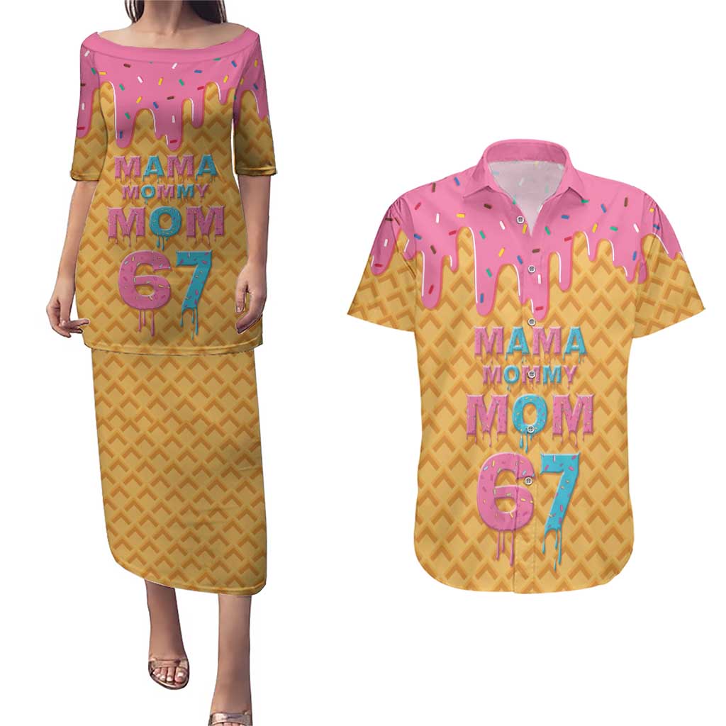 Mama Mommy Mom Six Seven 67 Couples Matching Puletasi and Hawaiian Shirt Sweet Dripping Style - Wonder Print Shop