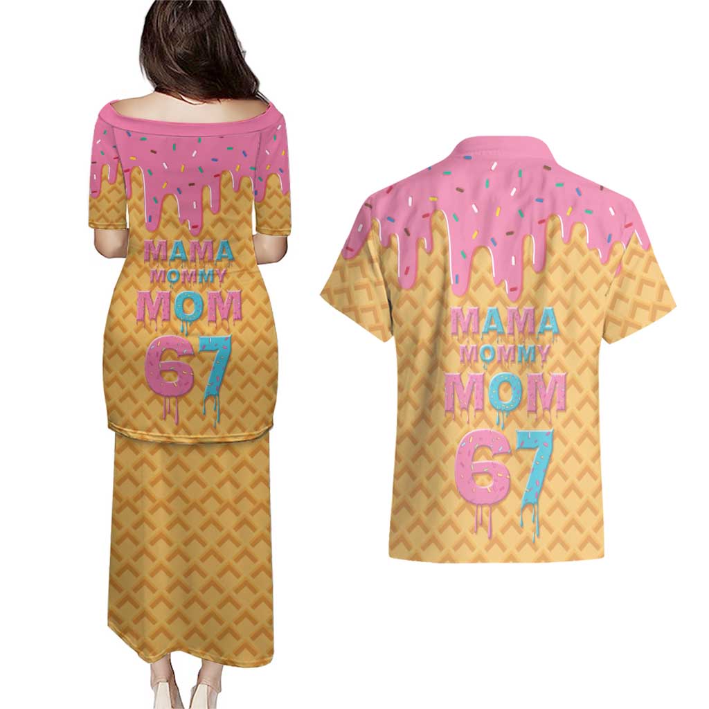 Mama Mommy Mom Six Seven 67 Couples Matching Puletasi and Hawaiian Shirt Sweet Dripping Style - Wonder Print Shop