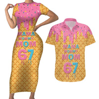 Mama Mommy Mom Six Seven 67 Couples Matching Short Sleeve Bodycon Dress and Hawaiian Shirt Sweet Dripping Style - Wonder Print Shop