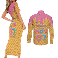 Mama Mommy Mom Six Seven 67 Couples Matching Short Sleeve Bodycon Dress and Long Sleeve Button Shirt Sweet Dripping Style - Wonder Print Shop