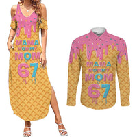 Mama Mommy Mom Six Seven 67 Couples Matching Summer Maxi Dress and Long Sleeve Button Shirt Sweet Dripping Style - Wonder Print Shop