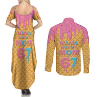 Mama Mommy Mom Six Seven 67 Couples Matching Summer Maxi Dress and Long Sleeve Button Shirt Sweet Dripping Style - Wonder Print Shop