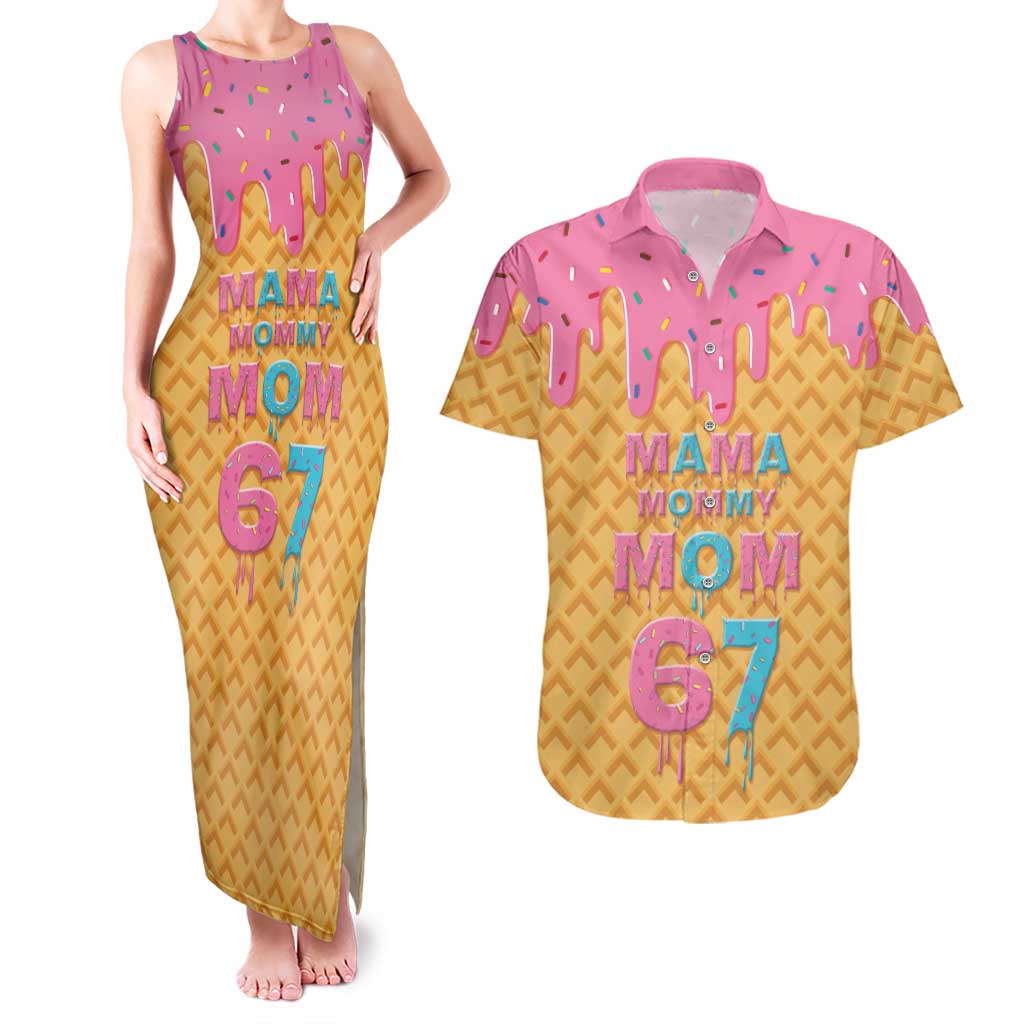 Mama Mommy Mom Six Seven 67 Couples Matching Tank Maxi Dress and Hawaiian Shirt Sweet Dripping Style - Wonder Print Shop