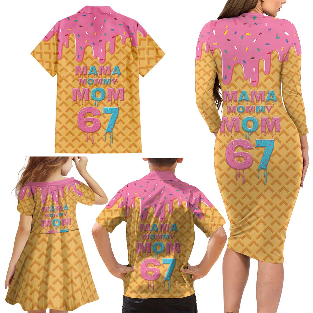 Mama Mommy Mom Six Seven 67 Family Matching Long Sleeve Bodycon Dress and Hawaiian Shirt Sweet Dripping Style
