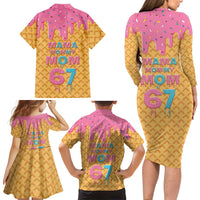 Mama Mommy Mom Six Seven 67 Family Matching Long Sleeve Bodycon Dress and Hawaiian Shirt Sweet Dripping Style