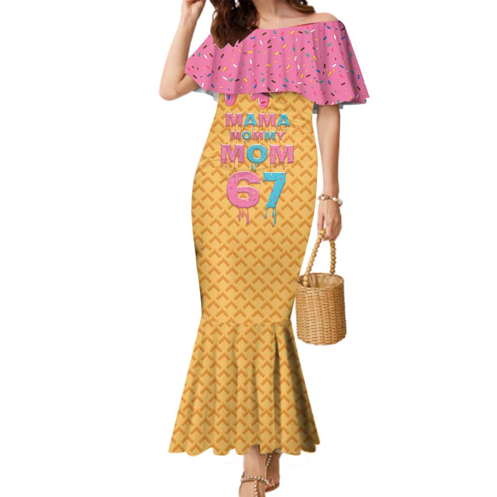 Mama Mommy Mom Six Seven 67 Family Matching Mermaid Dress and Hawaiian Shirt Sweet Dripping Style