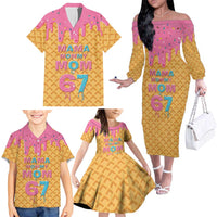 Mama Mommy Mom Six Seven 67 Family Matching Off The Shoulder Long Sleeve Dress and Hawaiian Shirt Sweet Dripping Style