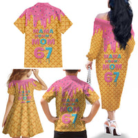 Mama Mommy Mom Six Seven 67 Family Matching Off The Shoulder Long Sleeve Dress and Hawaiian Shirt Sweet Dripping Style