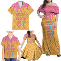 Mama Mommy Mom Six Seven 67 Family Matching Off Shoulder Maxi Dress and Hawaiian Shirt Sweet Dripping Style
