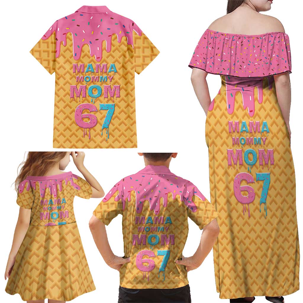 Mama Mommy Mom Six Seven 67 Family Matching Off Shoulder Maxi Dress and Hawaiian Shirt Sweet Dripping Style