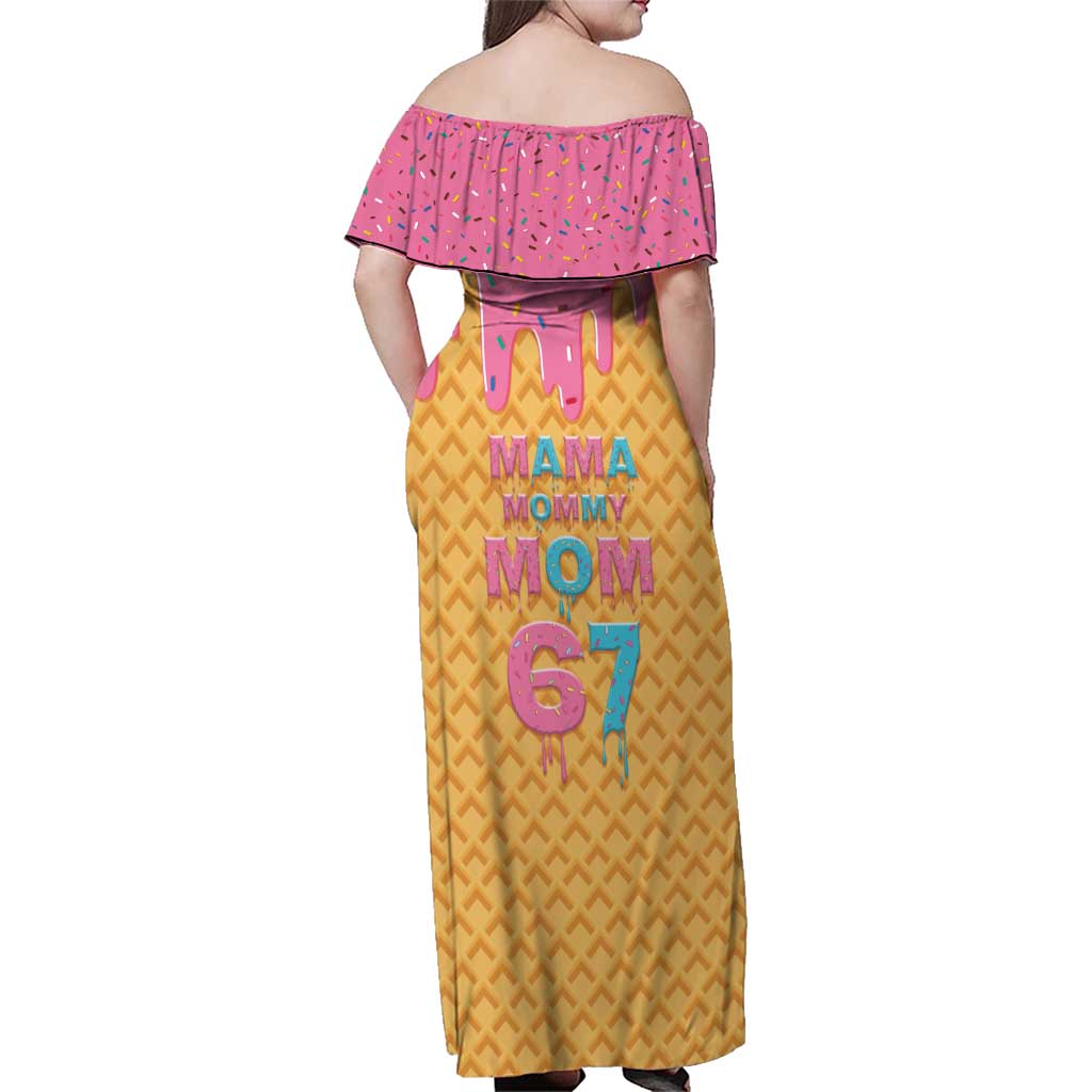 Mama Mommy Mom Six Seven 67 Family Matching Off Shoulder Maxi Dress and Hawaiian Shirt Sweet Dripping Style