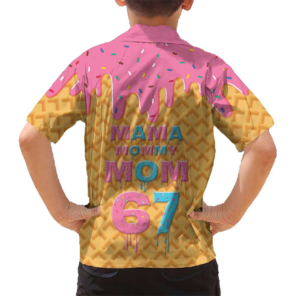 Mama Mommy Mom Six Seven 67 Family Matching Off Shoulder Short Dress and Hawaiian Shirt Sweet Dripping Style