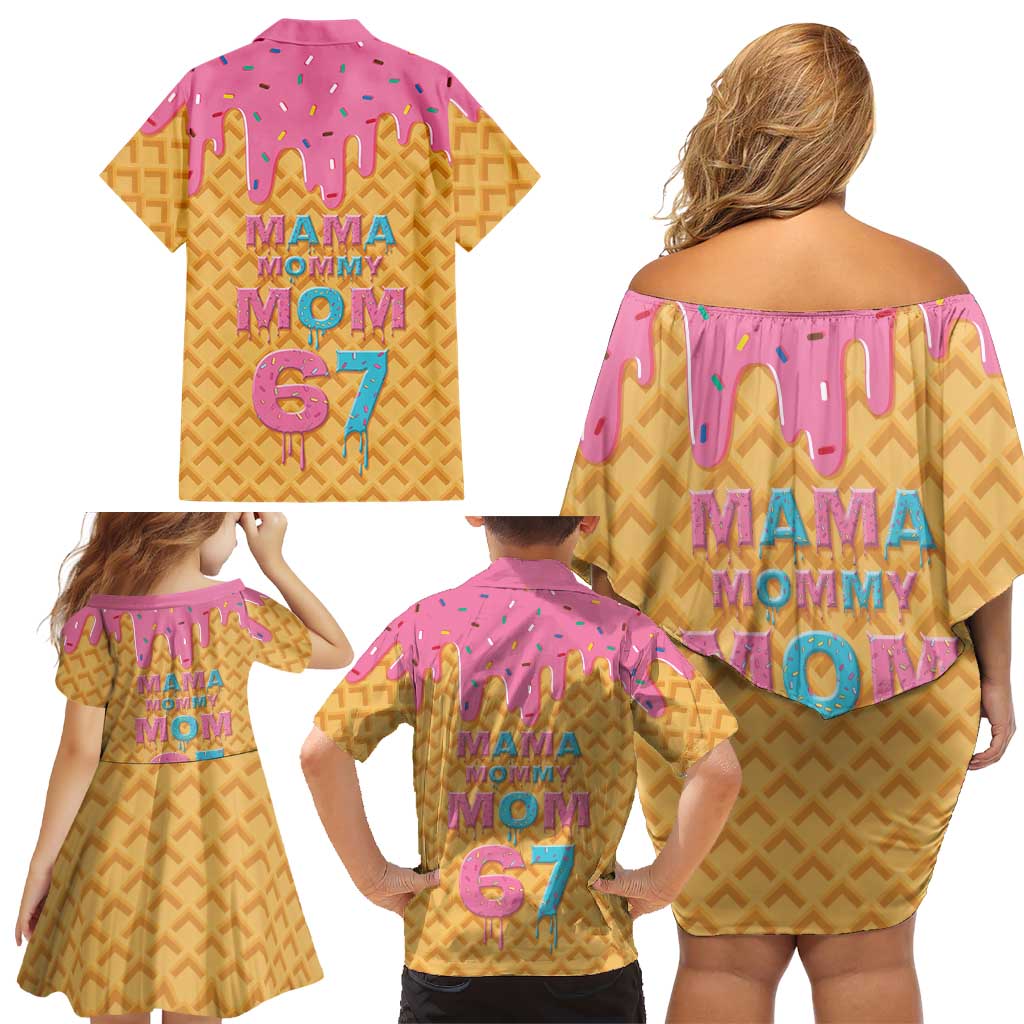 Mama Mommy Mom Six Seven 67 Family Matching Off Shoulder Short Dress and Hawaiian Shirt Sweet Dripping Style