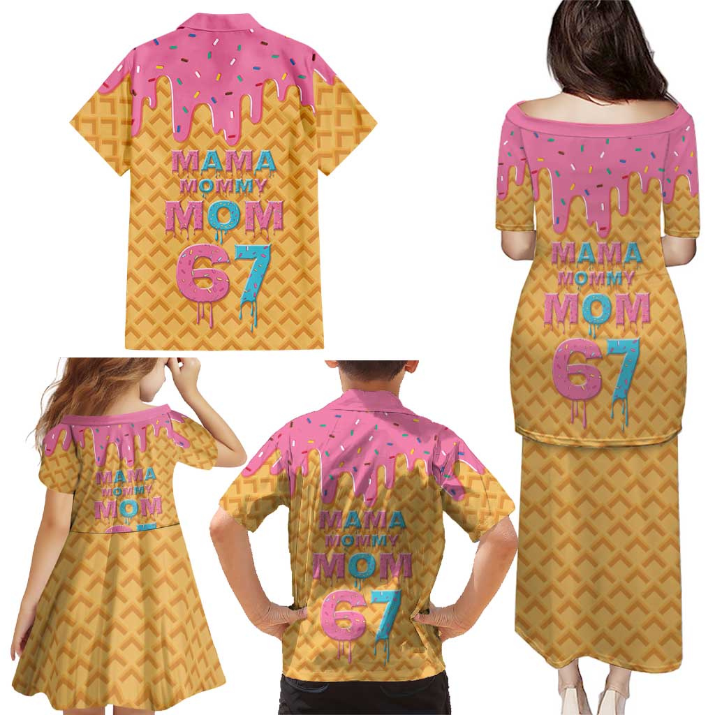 Mama Mommy Mom Six Seven 67 Family Matching Puletasi and Hawaiian Shirt Sweet Dripping Style