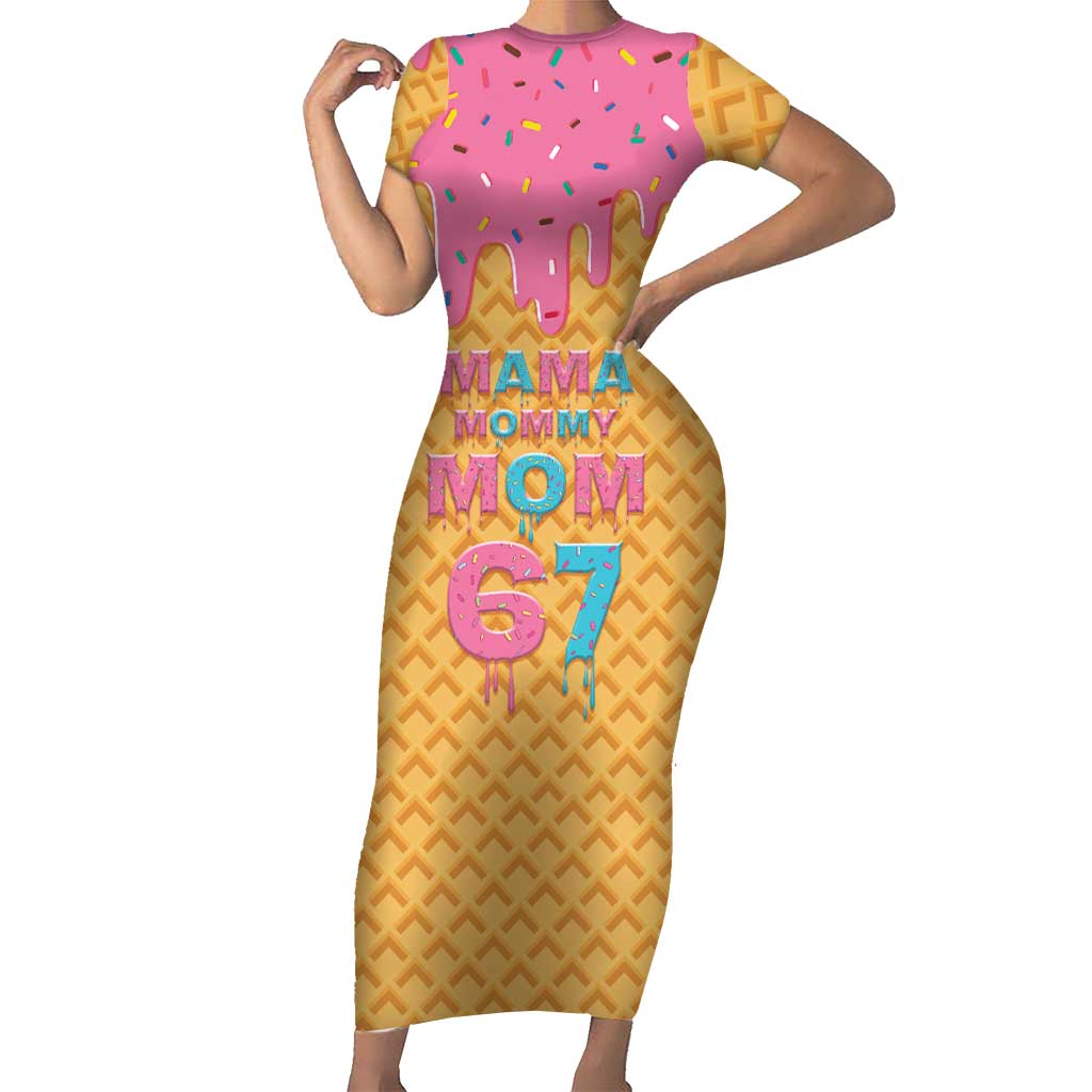Mama Mommy Mom Six Seven 67 Family Matching Short Sleeve Bodycon Dress and Hawaiian Shirt Sweet Dripping Style