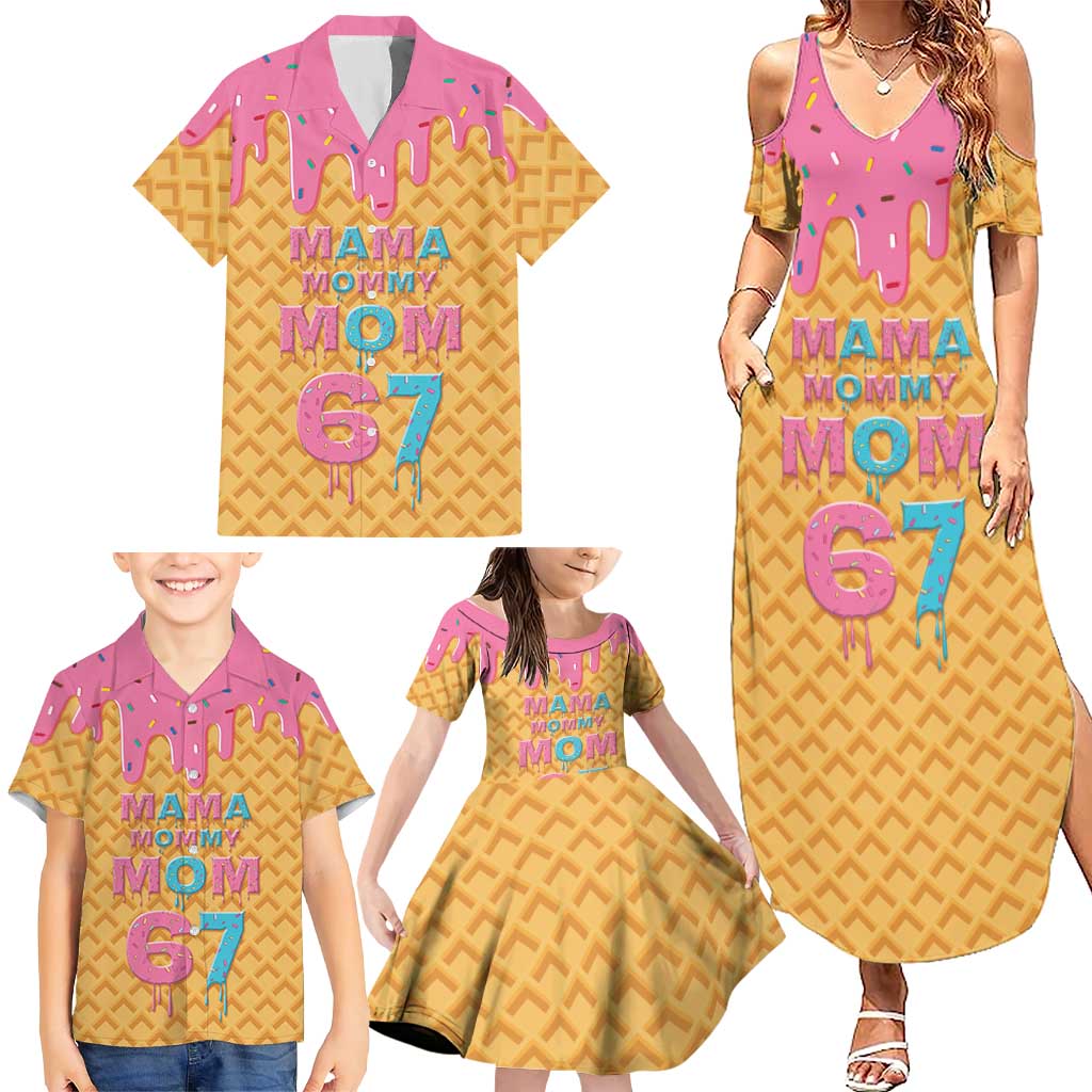 Mama Mommy Mom Six Seven 67 Family Matching Summer Maxi Dress and Hawaiian Shirt Sweet Dripping Style