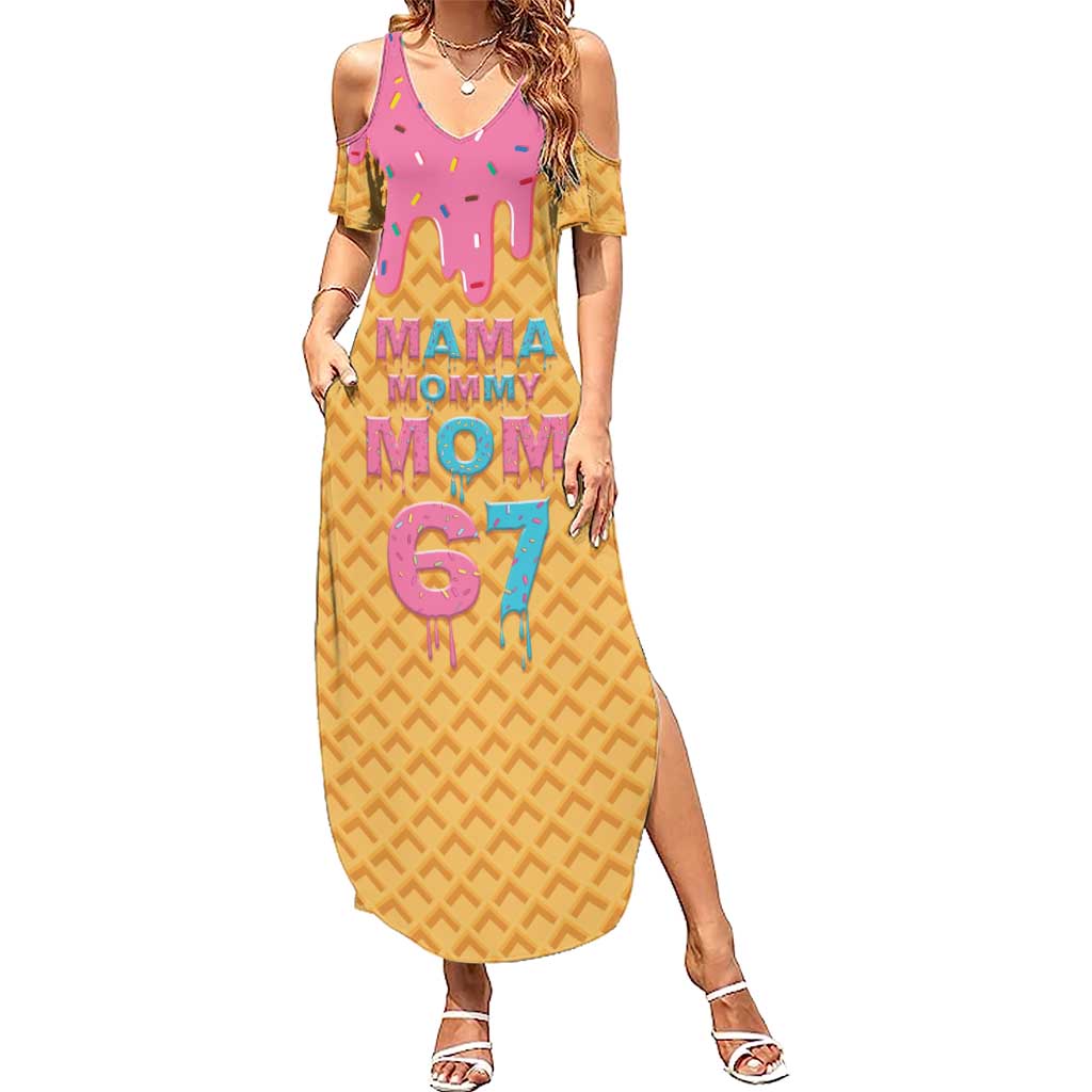 Mama Mommy Mom Six Seven 67 Family Matching Summer Maxi Dress and Hawaiian Shirt Sweet Dripping Style