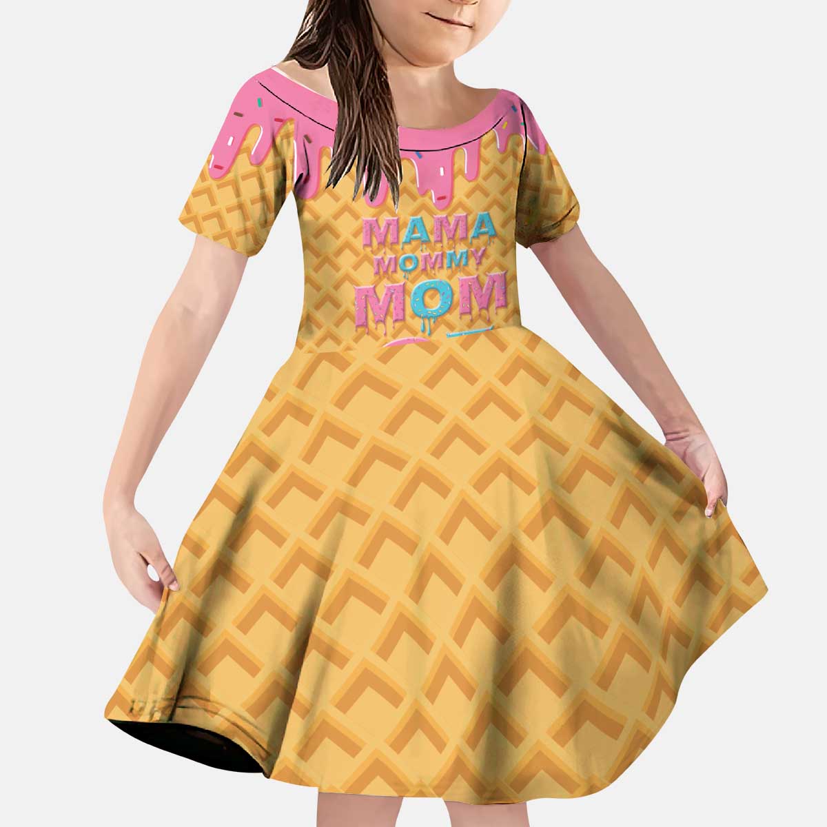 Mama Mommy Mom Six Seven 67 Kid Short Sleeve Dress Sweet Dripping Style - Wonder Print Shop