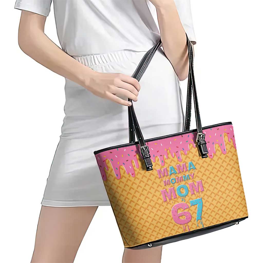 Mama Mommy Mom Six Seven 67 Leather Tote Bag Sweet Dripping Style - Wonder Print Shop