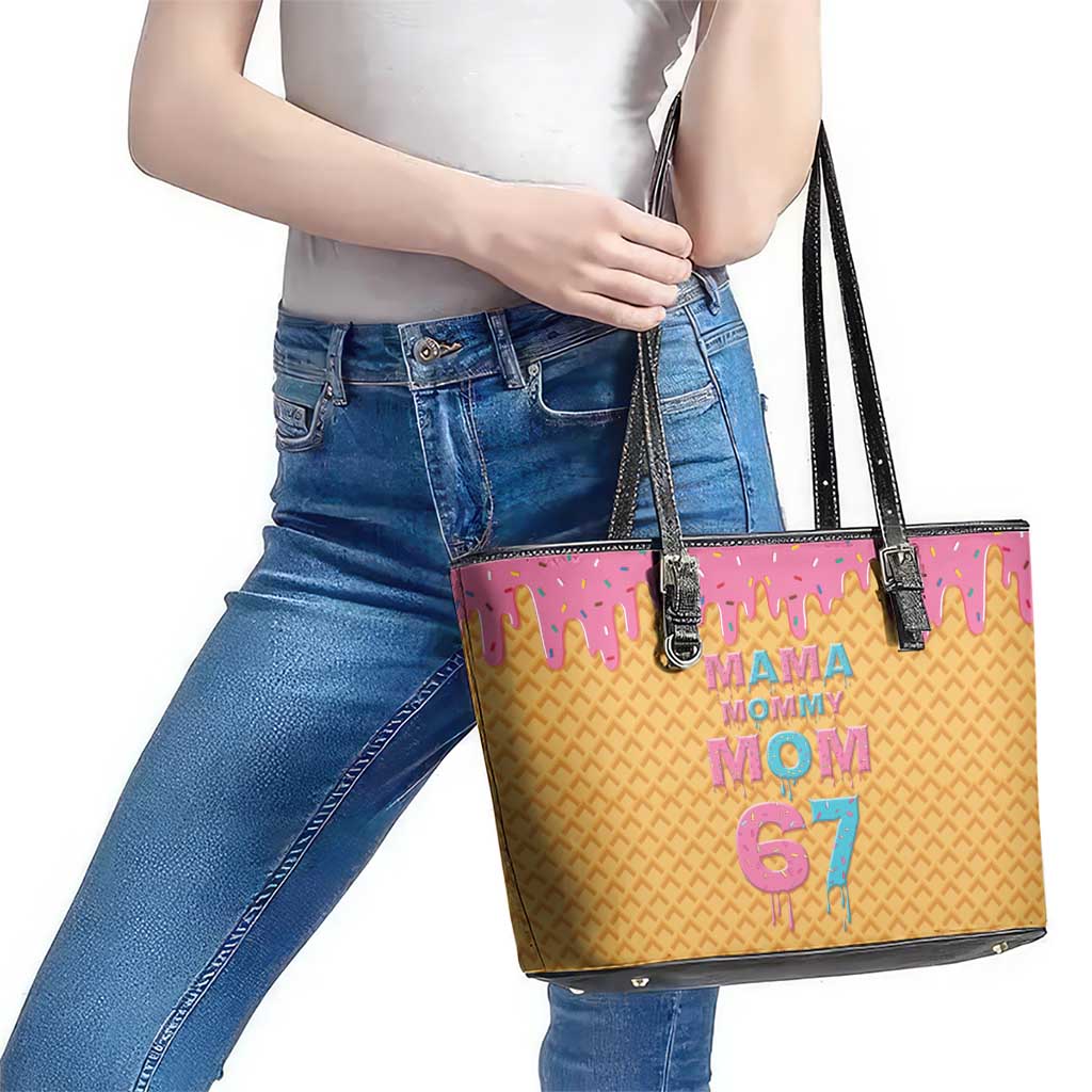 Mama Mommy Mom Six Seven 67 Leather Tote Bag Sweet Dripping Style - Wonder Print Shop