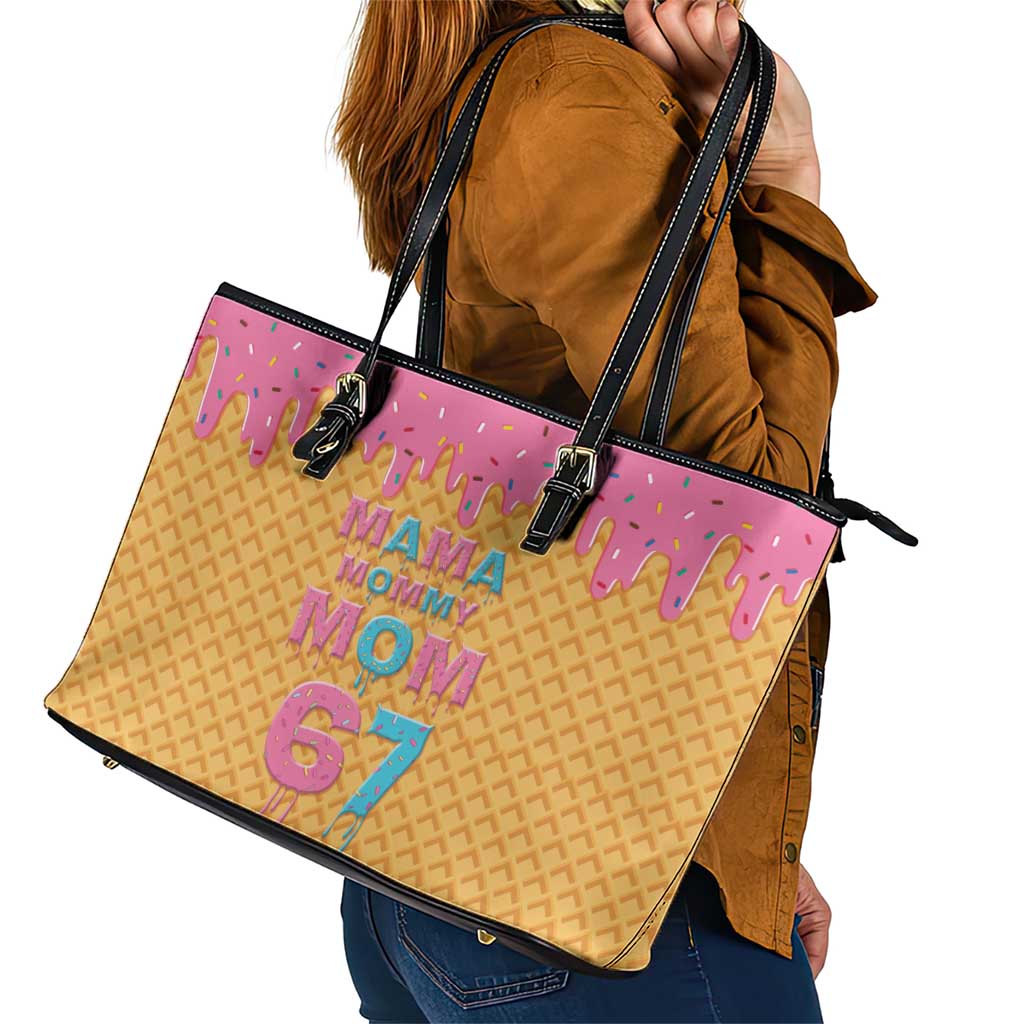 Mama Mommy Mom Six Seven 67 Leather Tote Bag Sweet Dripping Style - Wonder Print Shop