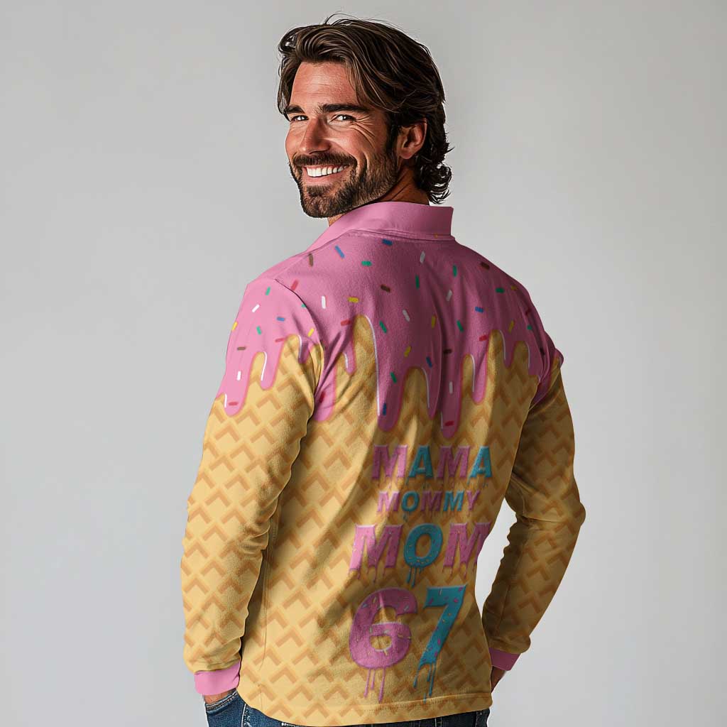 Mama Mommy Mom Six Seven 67 Long Sleeve Polo Shirt Sweet Dripping Style - Wonder Print Shop