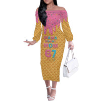 Mama Mommy Mom Six Seven 67 Off The Shoulder Long Sleeve Dress Sweet Dripping Style - Wonder Print Shop