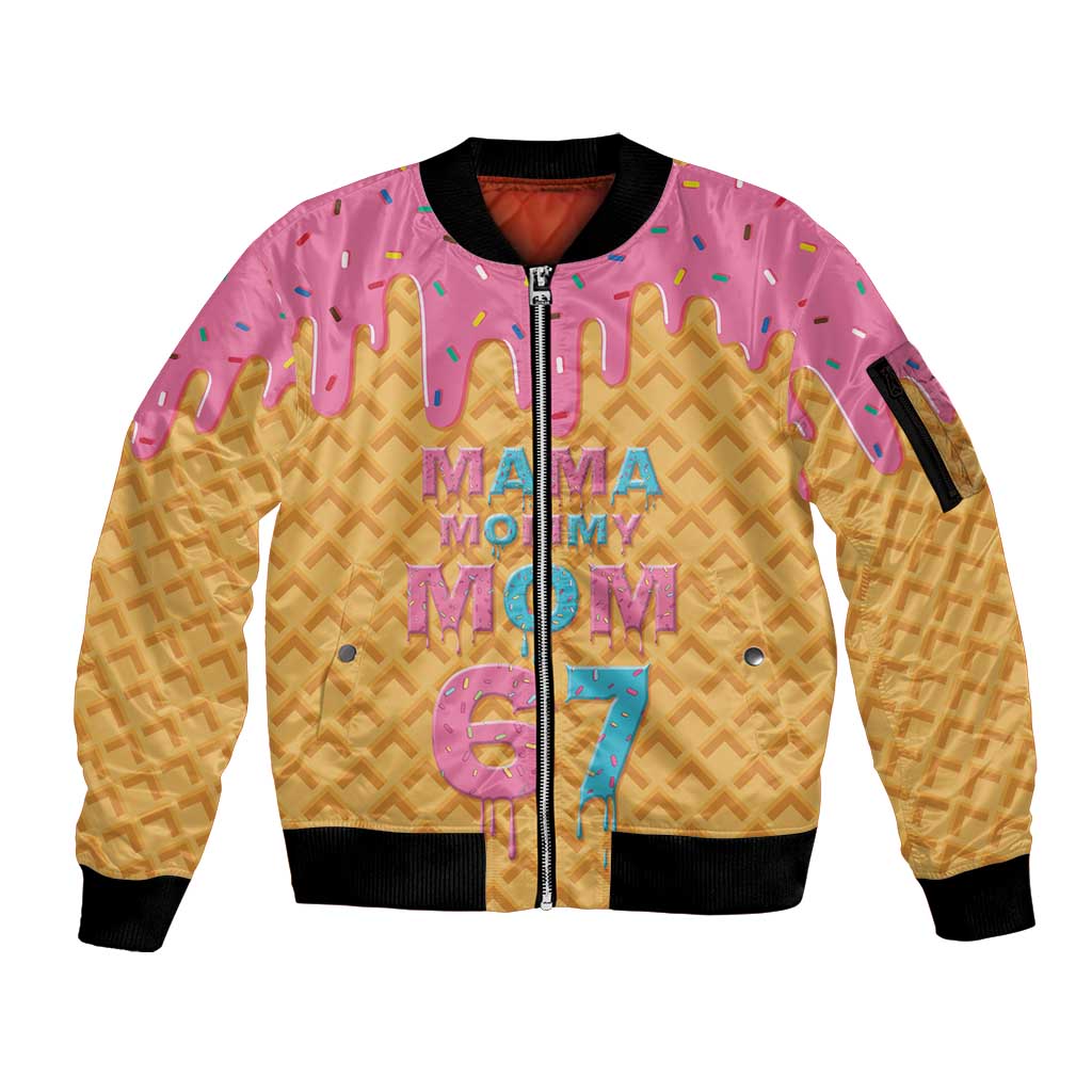 Mama Mommy Mom Six Seven 67 Sleeve Zip Bomber Jacket Sweet Dripping Style - Wonder Print Shop