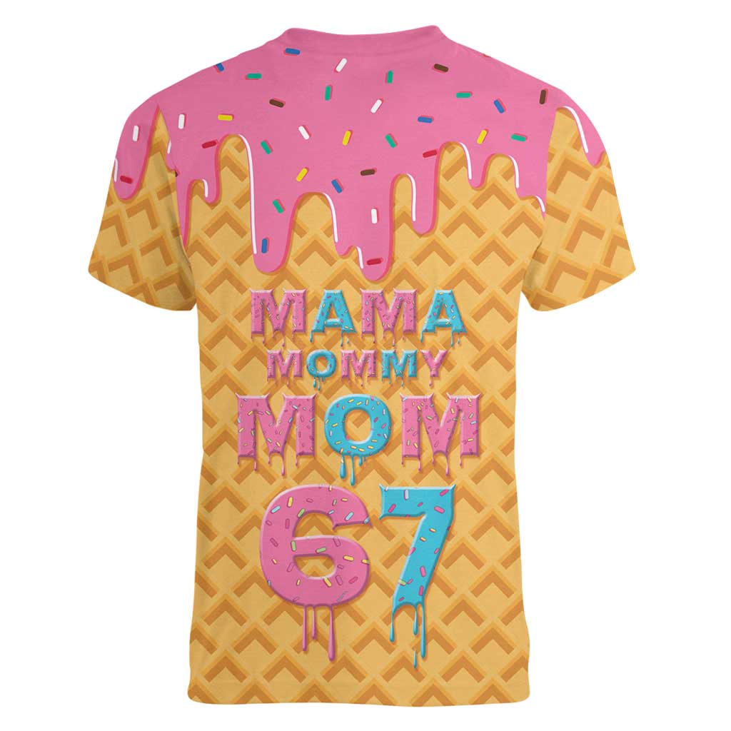 Mama Mommy Mom Six Seven 67 Women V-Neck T-Shirt Sweet Dripping Style - Wonder Print Shop