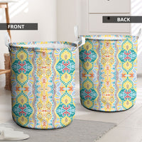 Indian Mandala Pattern Laundry Basket Yellow Geometric Floral Mandala