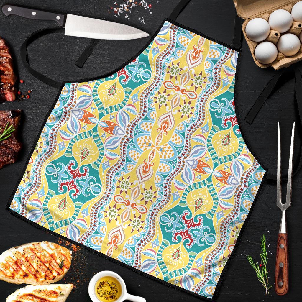 Indian Mandala Pattern Apron Yellow Geometric Floral Mandala