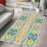 Indian Mandala Pattern Area Rug Yellow Geometric Floral Mandala