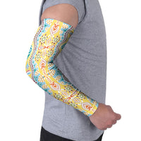 Indian Mandala Pattern Arm Sleeves Yellow Geometric Floral Mandala