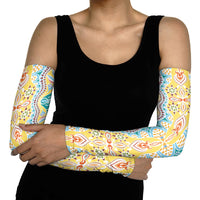 Indian Mandala Pattern Arm Sleeves Yellow Geometric Floral Mandala