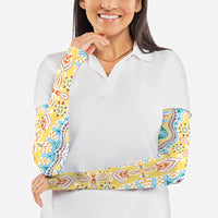Indian Mandala Pattern Arm Sleeves Yellow Geometric Floral Mandala