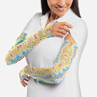 Indian Mandala Pattern Arm Sleeves Yellow Geometric Floral Mandala