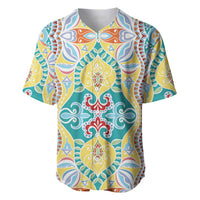 Indian Mandala Pattern Baseball Jersey Yellow Geometric Floral Mandala