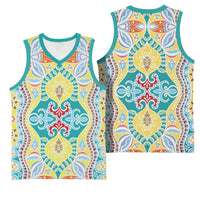 Indian Mandala Pattern Basketball Jersey Yellow Geometric Floral Mandala