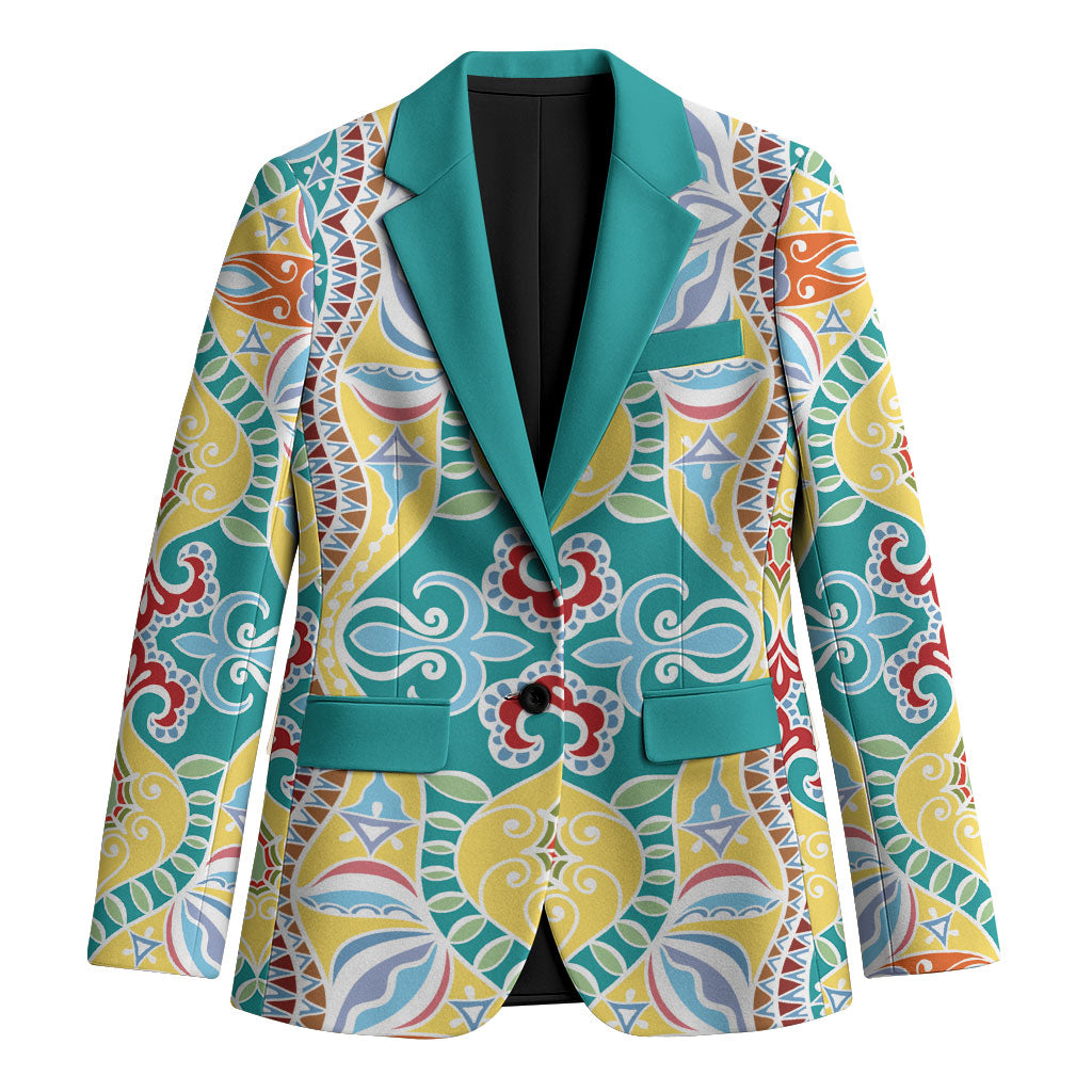 Indian Mandala Pattern Blazer Yellow Geometric Floral Mandala