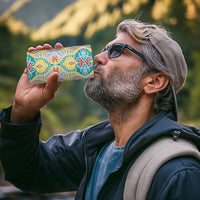 Indian Mandala Pattern 4 in 1 Can Cooler Tumbler Yellow Geometric Floral Mandala